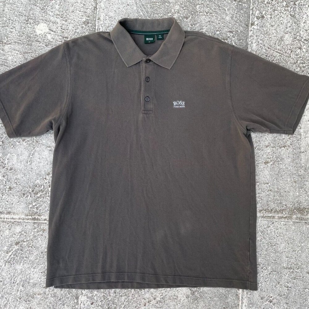 Hugo Boss Men Polo Tee Short Sleeve Olive Tshirt Cotton Tee Size XXL